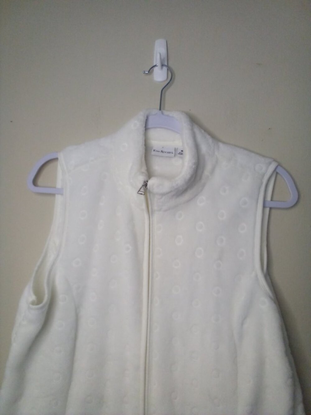 Kim Rogers Fleece Vest Women M Full Zip Sleeveless Soft Pockets White - Picture 2 of 13